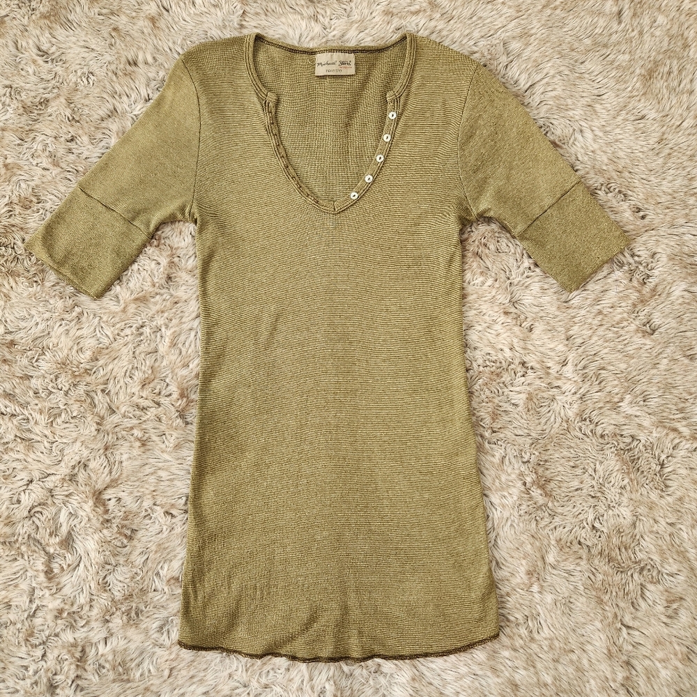 Michael Stars Maternity U-Neck Half‎ Sleeve Top Olive Green